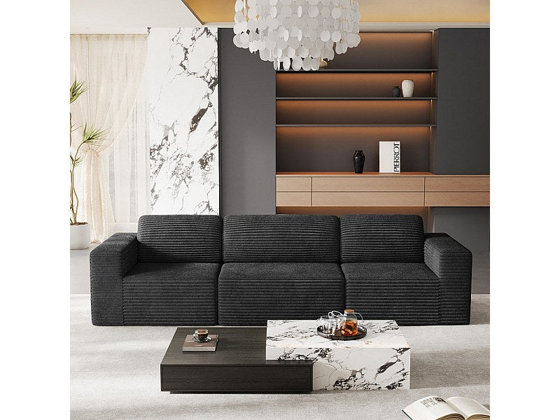 Canapé modulable 3 places noir velours