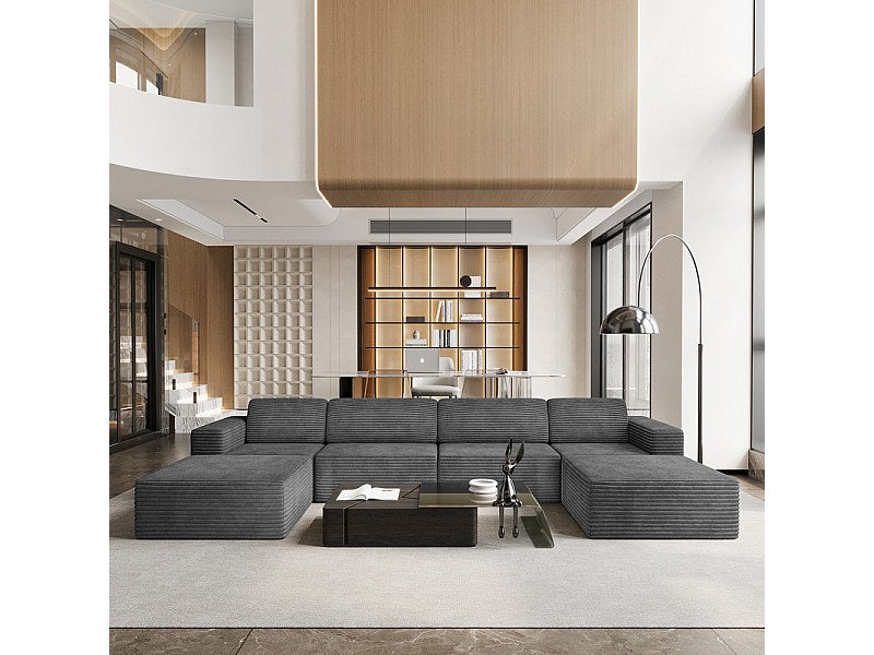 Angle pour canapé modulable 4 places gris velours