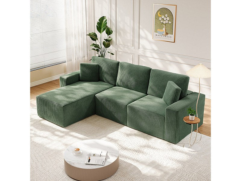 Méridienne pour canapé modulable 3 places vert velours