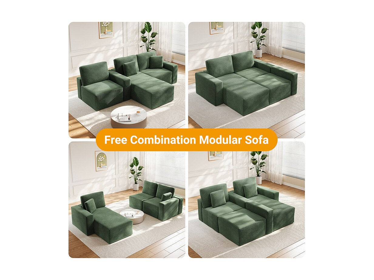 Méridienne pour canapé modulable 3 places vert velours