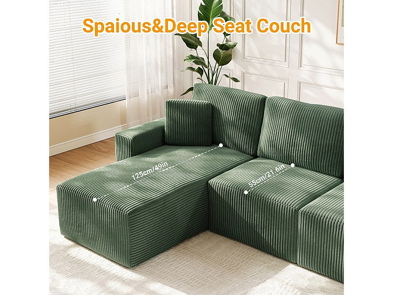 Méridienne pour canapé modulable 3 places vert velours