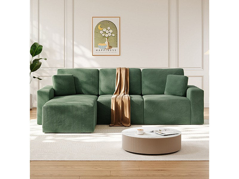 Méridienne pour canapé modulable 3 places vert velours