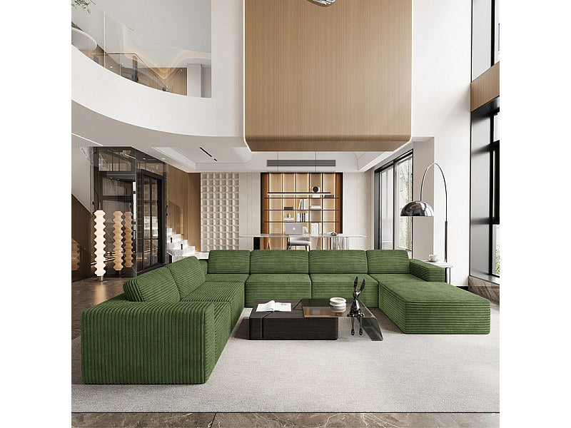 Pouf pour canapé modulable panoramique vert velours