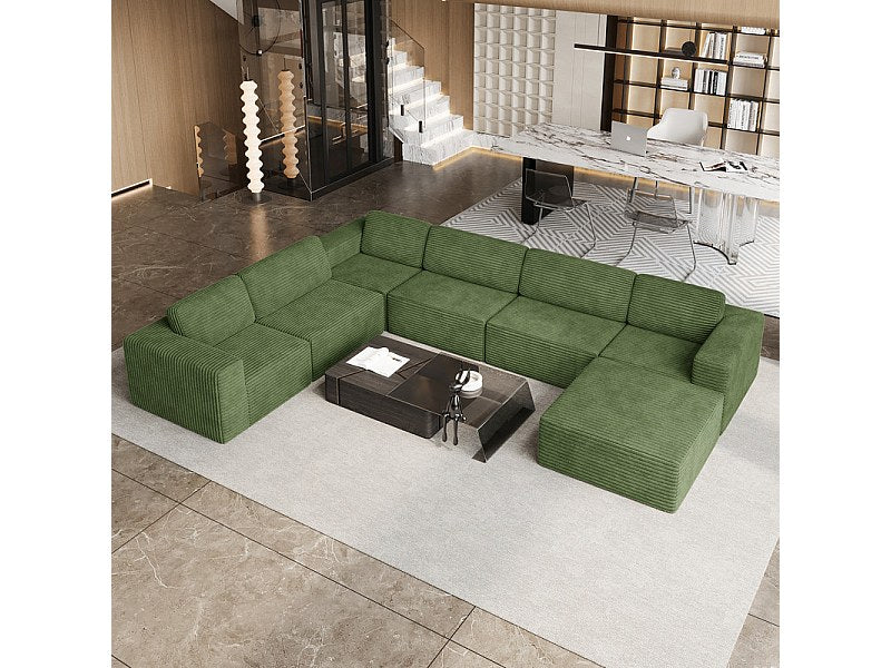 Pouf pour canapé modulable panoramique vert velours