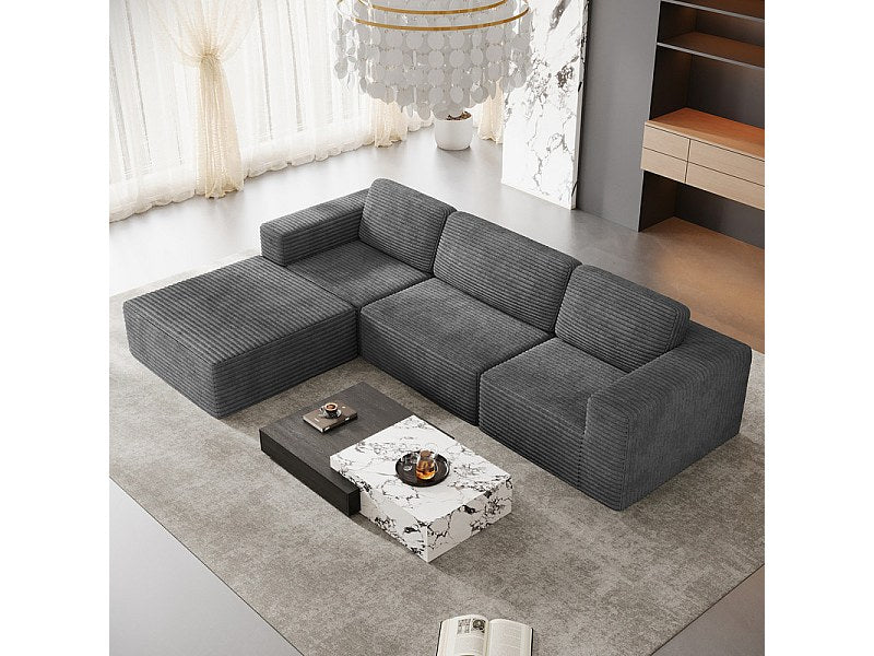 Pouf pour canapé modulable 3 places gris velours