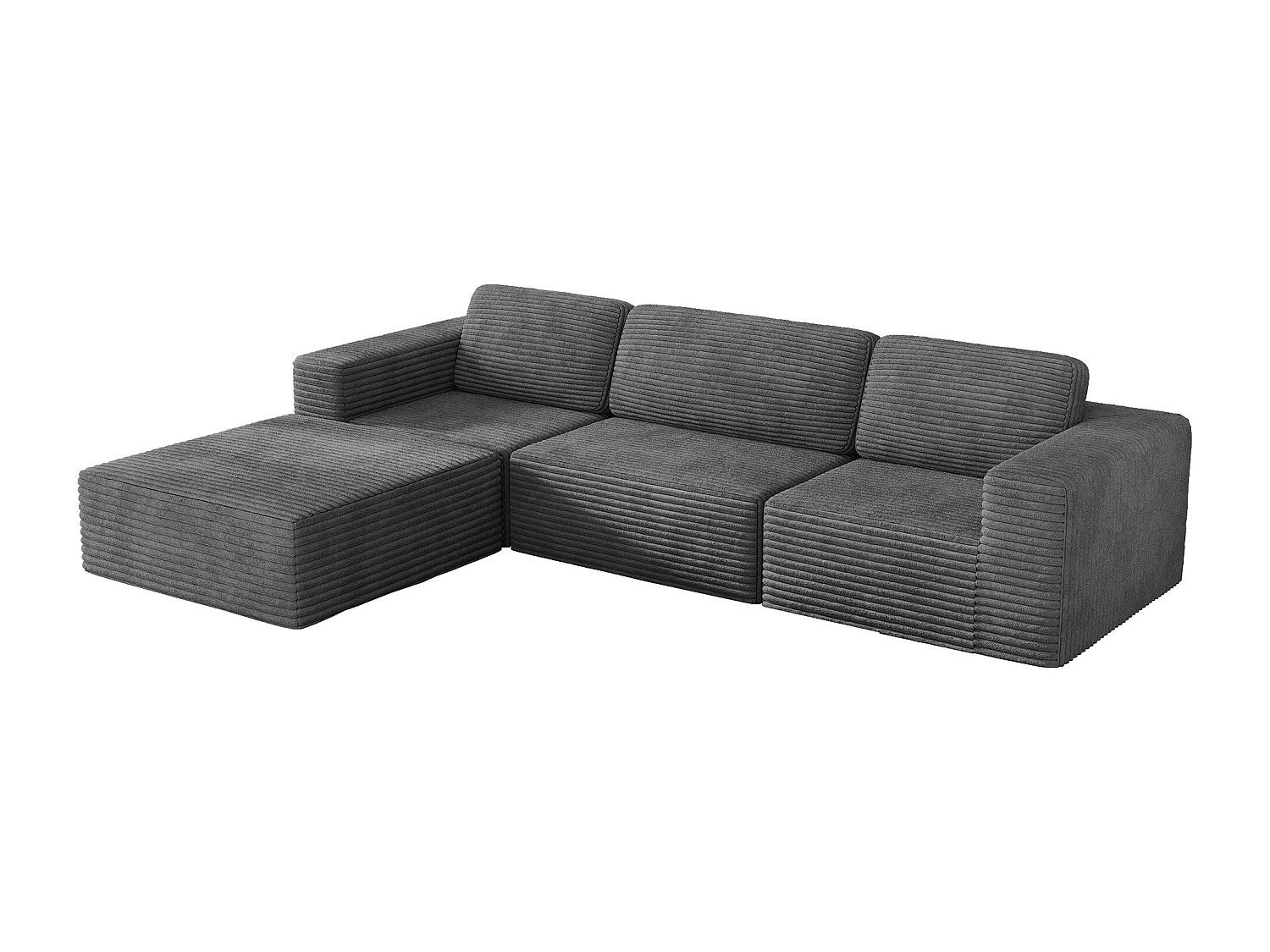 Pouf pour canapé modulable 3 places gris velours