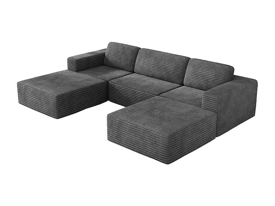 Angle pour canapé modulable 3 places gris velours