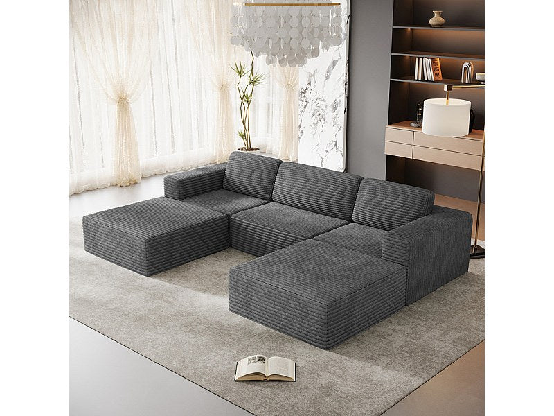 Angle pour canapé modulable 3 places gris velours