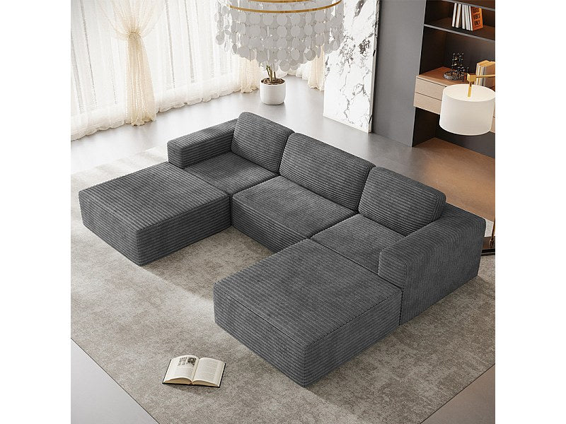 Angle pour canapé modulable 3 places gris velours