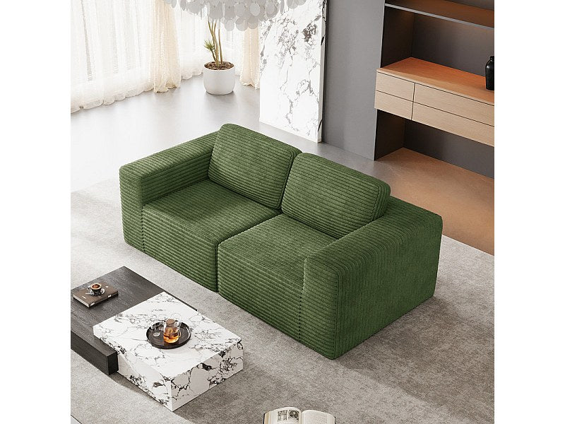 Canapé modulable 2 places vert velours