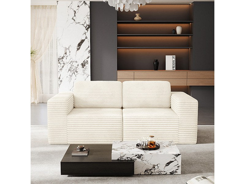 Canapé modulable 2 places beige velours