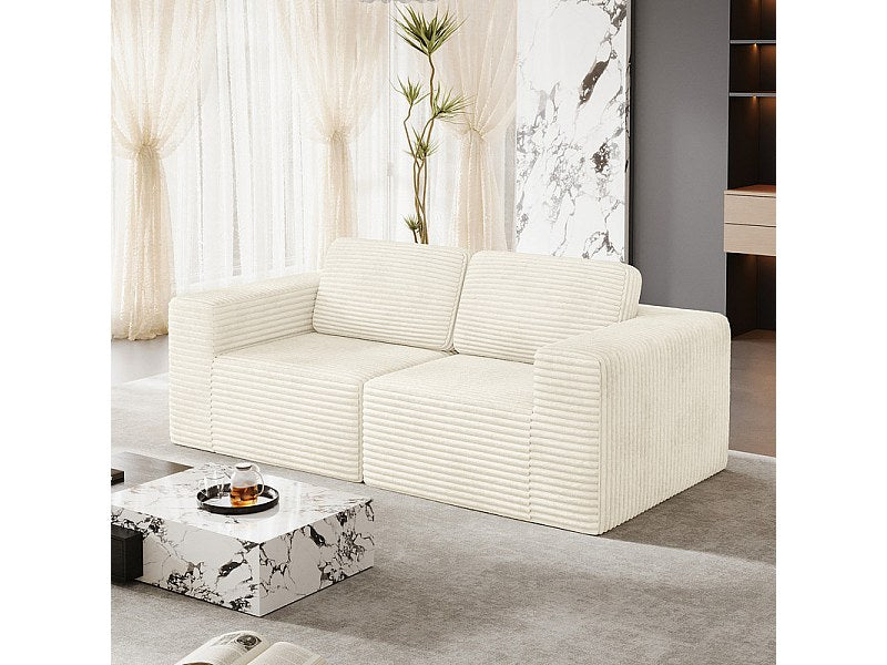 Canapé modulable 2 places beige velours
