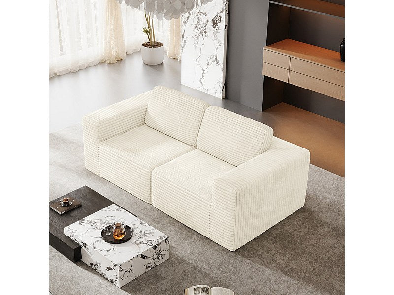 Canapé modulable 2 places beige velours