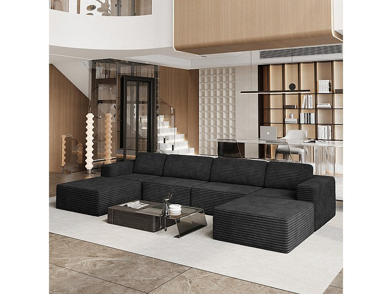 Angle pour canapé modulable 4 places noir velours