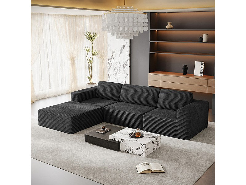 Pouf pour canapé modulable 3 places noir velours