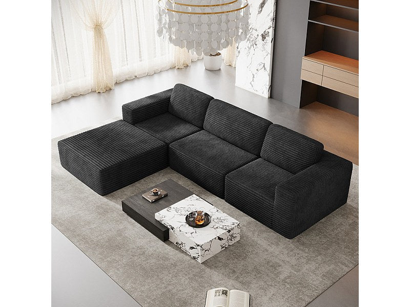 Pouf pour canapé modulable 3 places noir velours