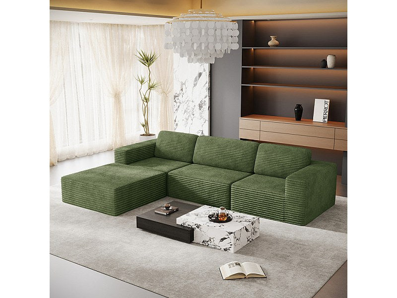 Pouf pour canapé modulable 3 places vert velours