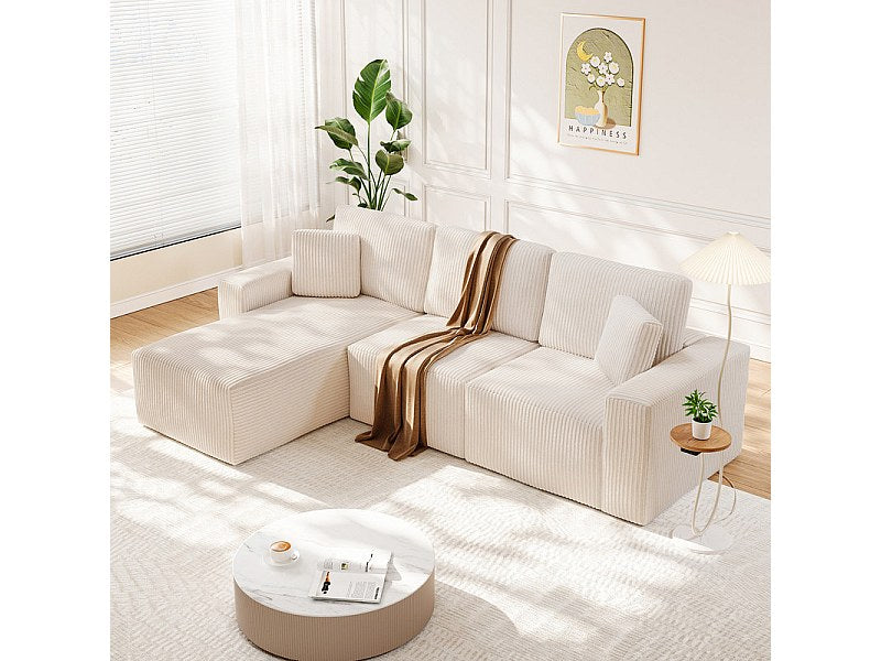 Méridienne pour canapé modulable 3 places beige velours