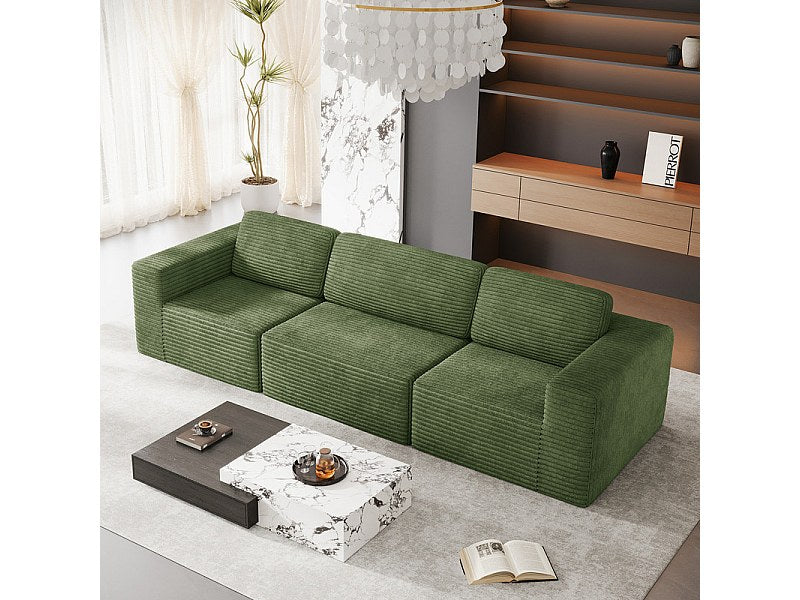 Canapé modulable 3 places vert velours