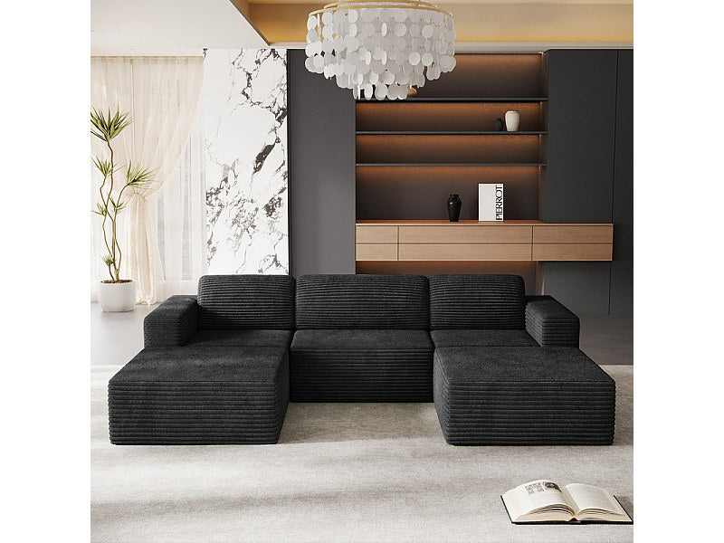 Angle pour canapé modulable 3 places noir velours