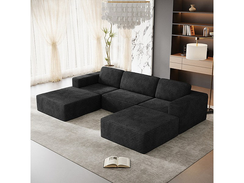 Angle pour canapé modulable 3 places noir velours