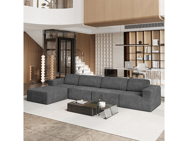 Pouf pour canapé modulable 4 places gris velours