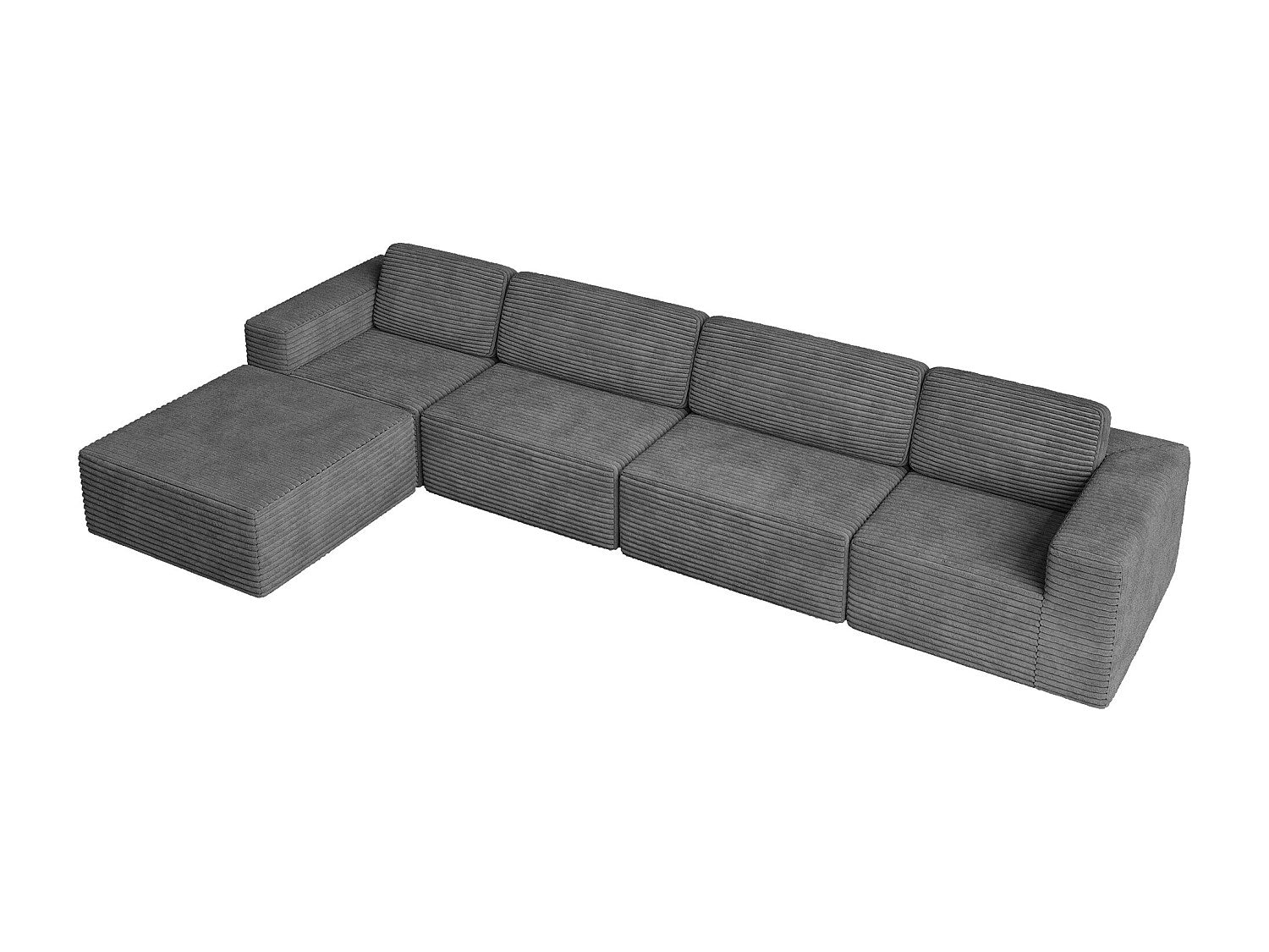 Pouf pour canapé modulable 4 places gris velours