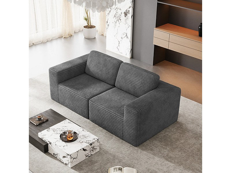 Canapé modulable 2 places gris velours