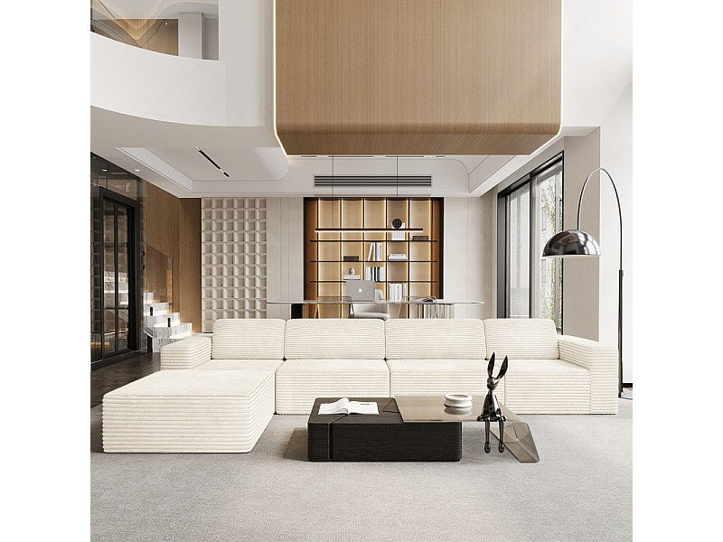 Pouf pour canapé modulable 4 places beige velours