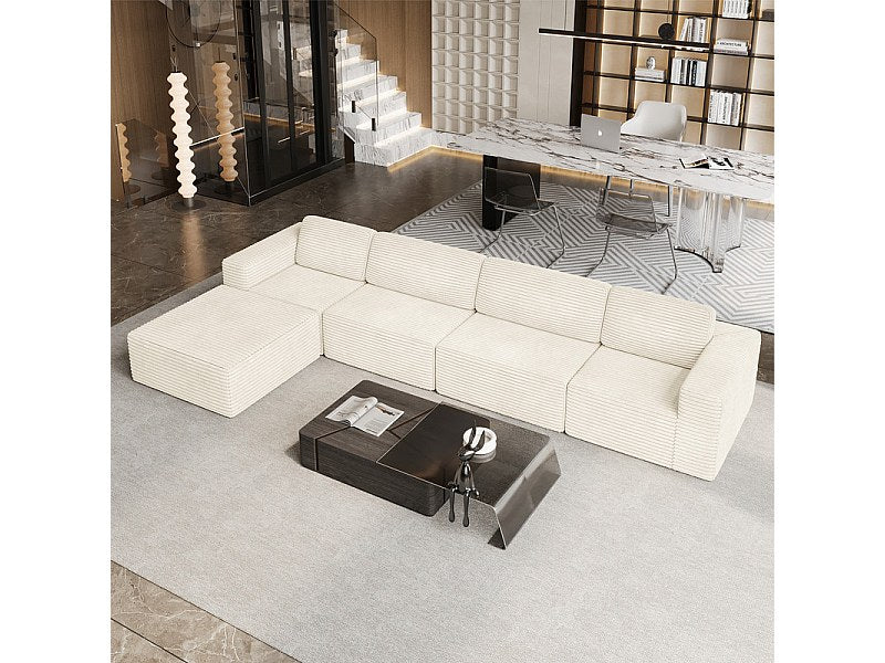 Pouf pour canapé modulable 4 places beige velours