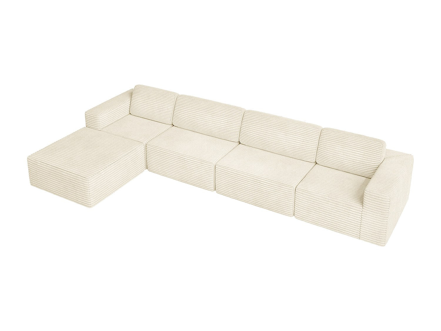 Pouf pour canapé modulable 4 places beige velours