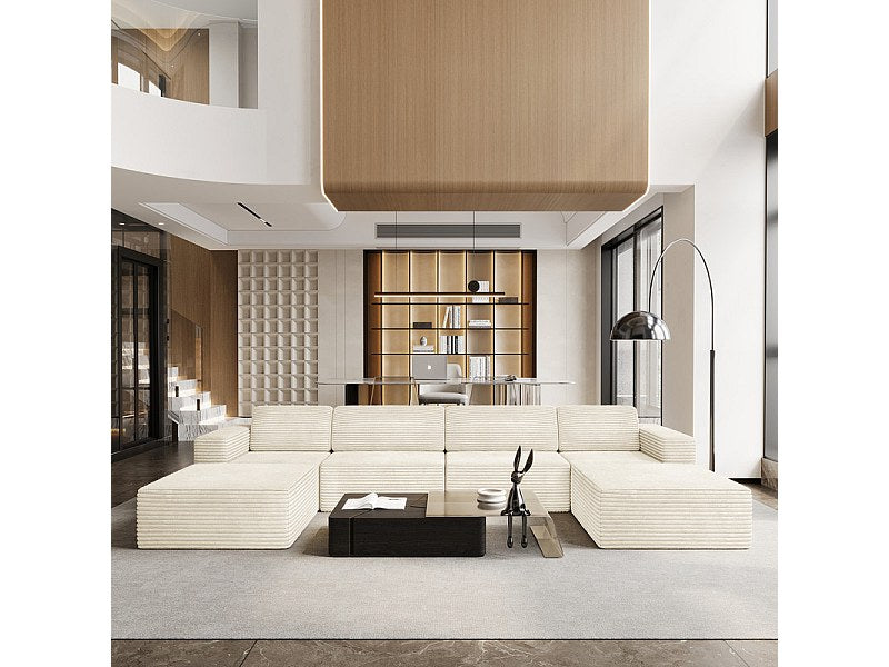 Angle pour canapé modulable 4 places beige velours