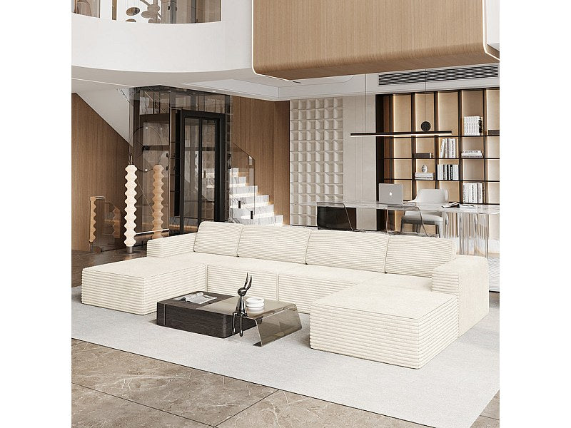 Angle pour canapé modulable 4 places beige velours