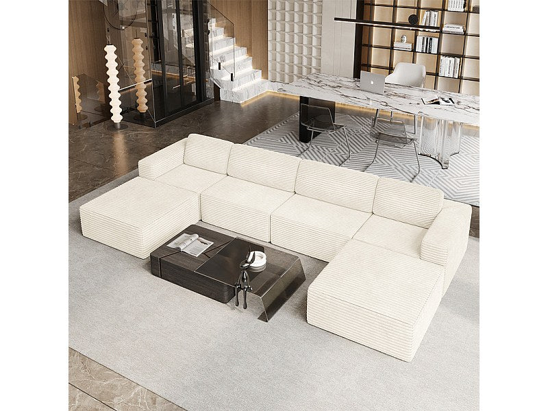 Angle pour canapé modulable 4 places beige velours