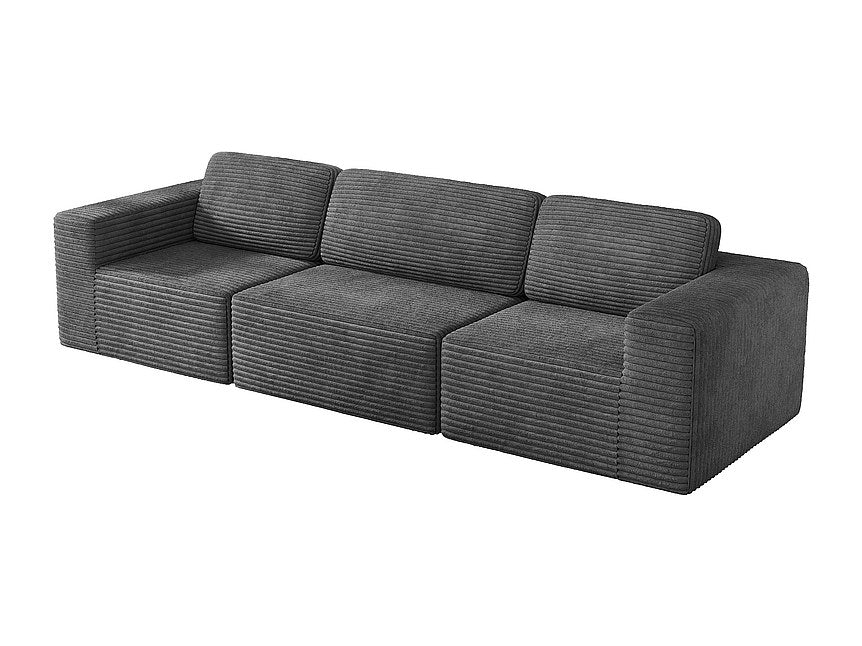 Canapé modulable 3 places gris velours