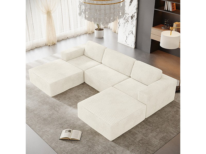 Angle pour canapé modulable 3 places beige velours