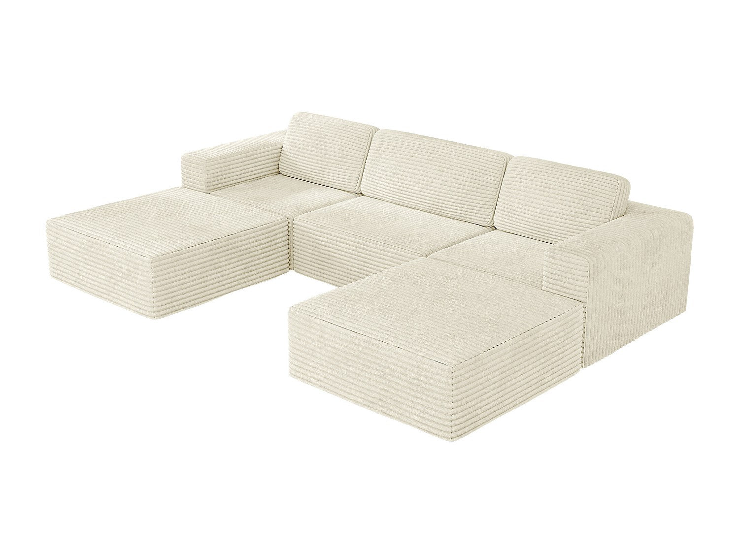 Angle pour canapé modulable 3 places beige velours