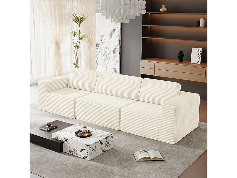 Canapé modulable 3 places beige velours
