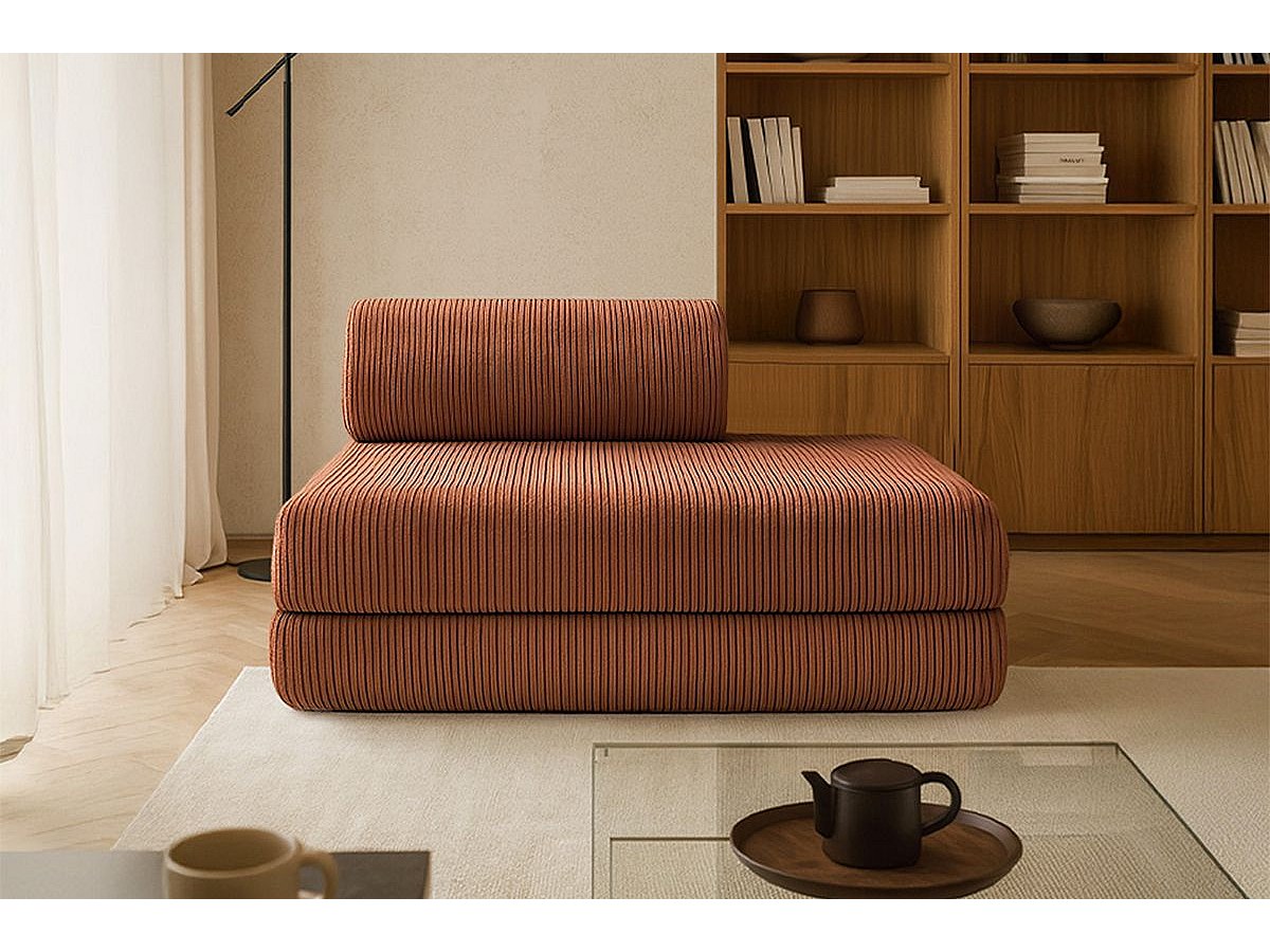 Canapé modulable convertible 2 places orange velours