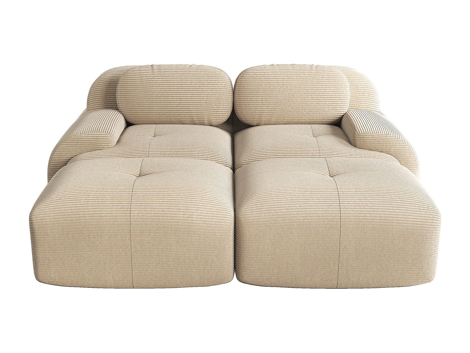 Méridienne pour canapé modulable 2 places beige velours