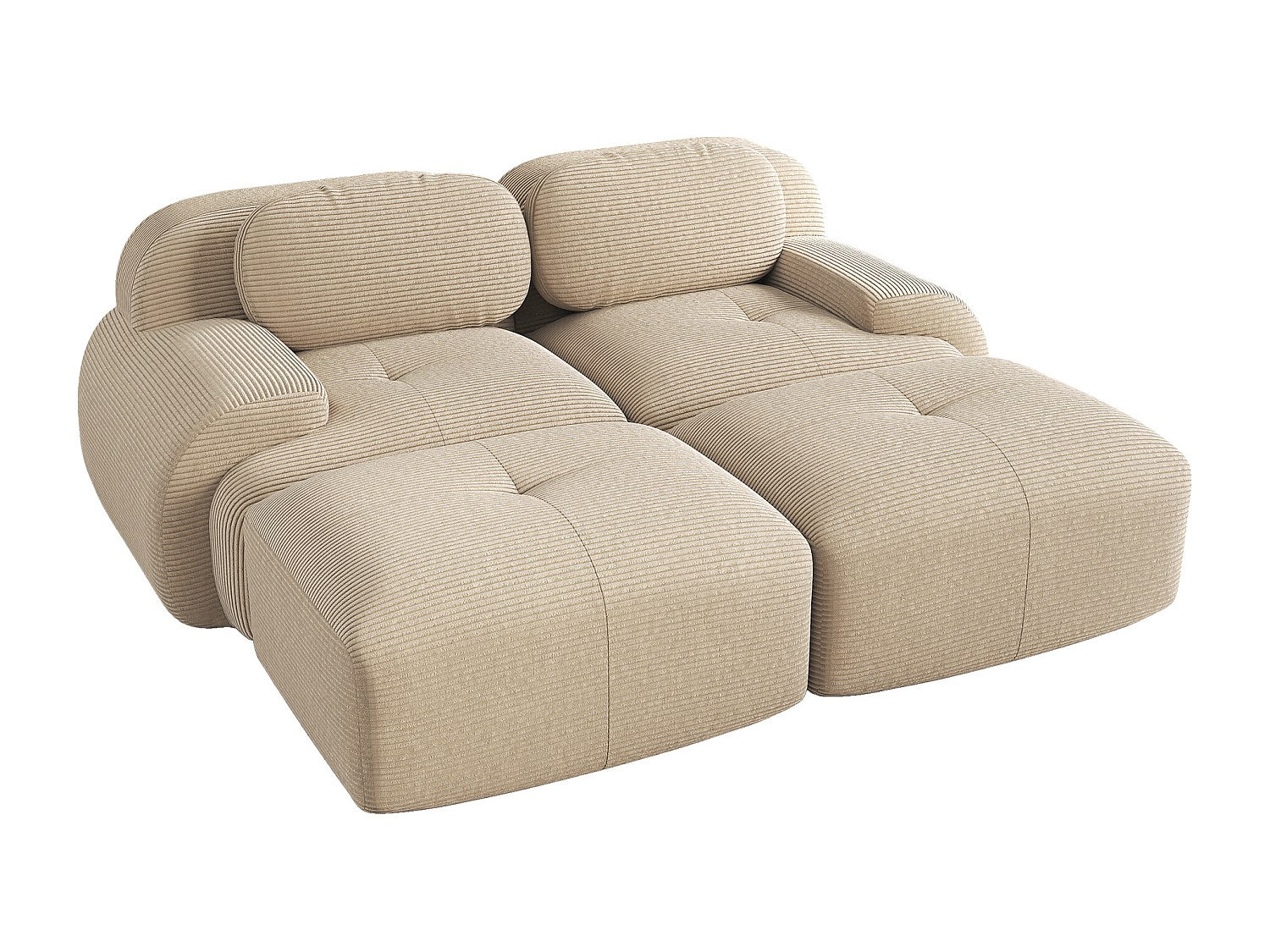 Méridienne pour canapé modulable 2 places beige velours