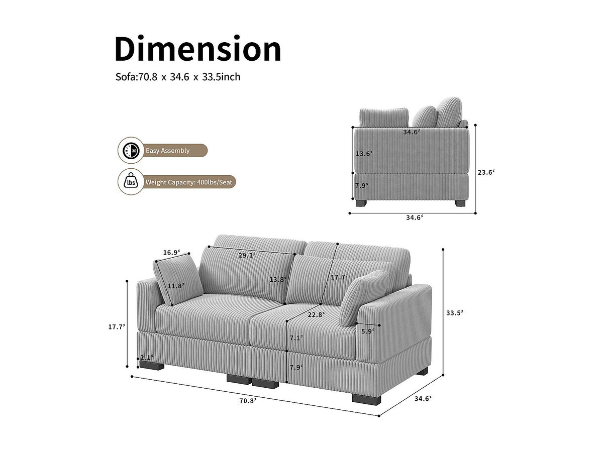 Canapé modulable gris tissu