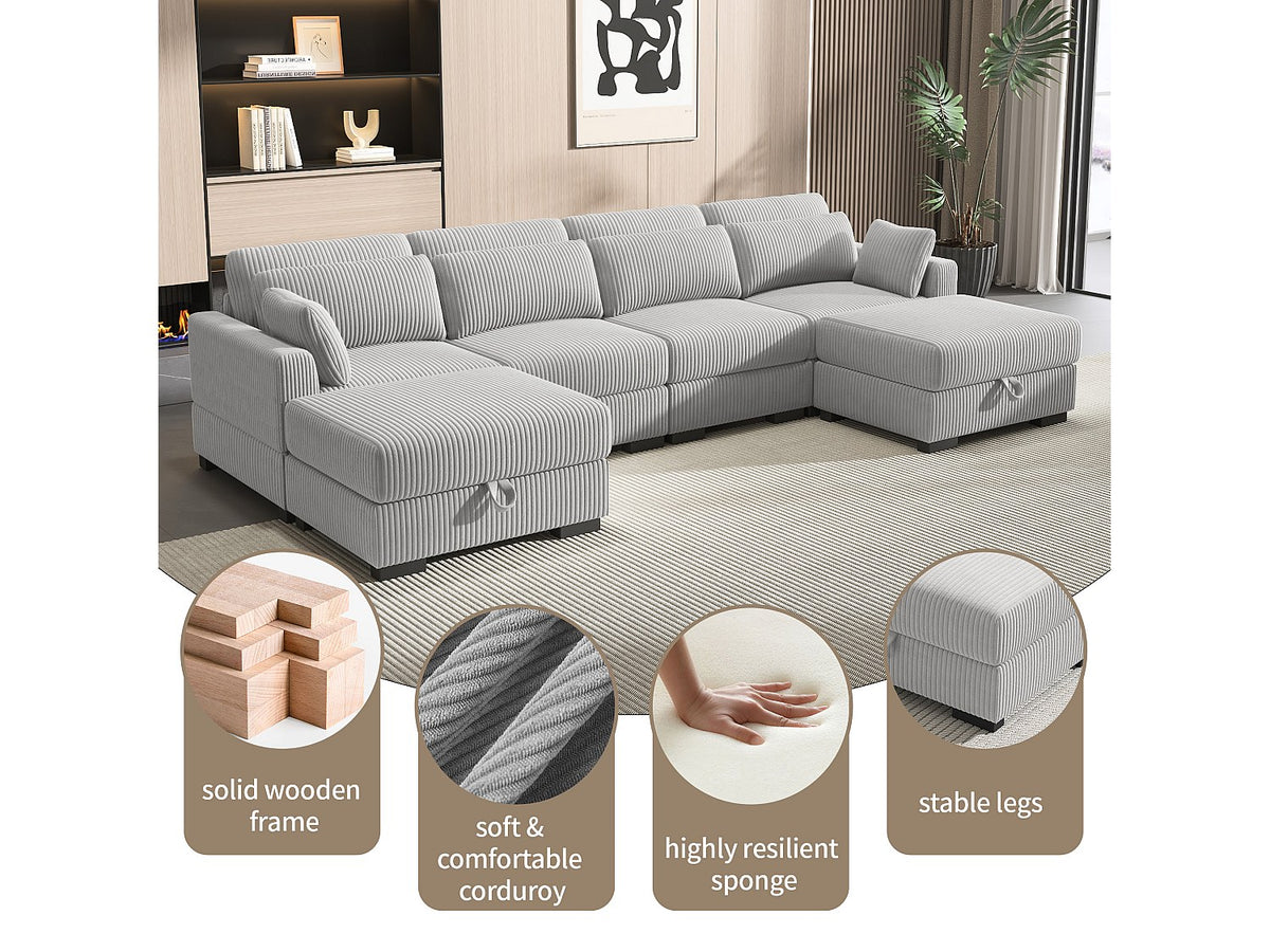 Canapé modulable gris tissu
