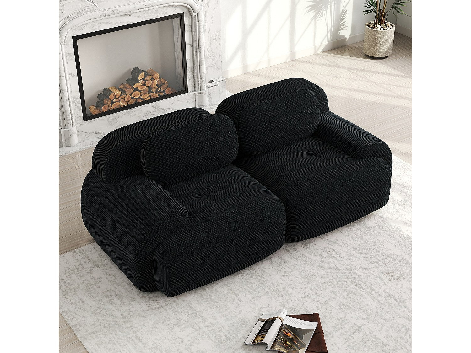Canapé modulable noir velours