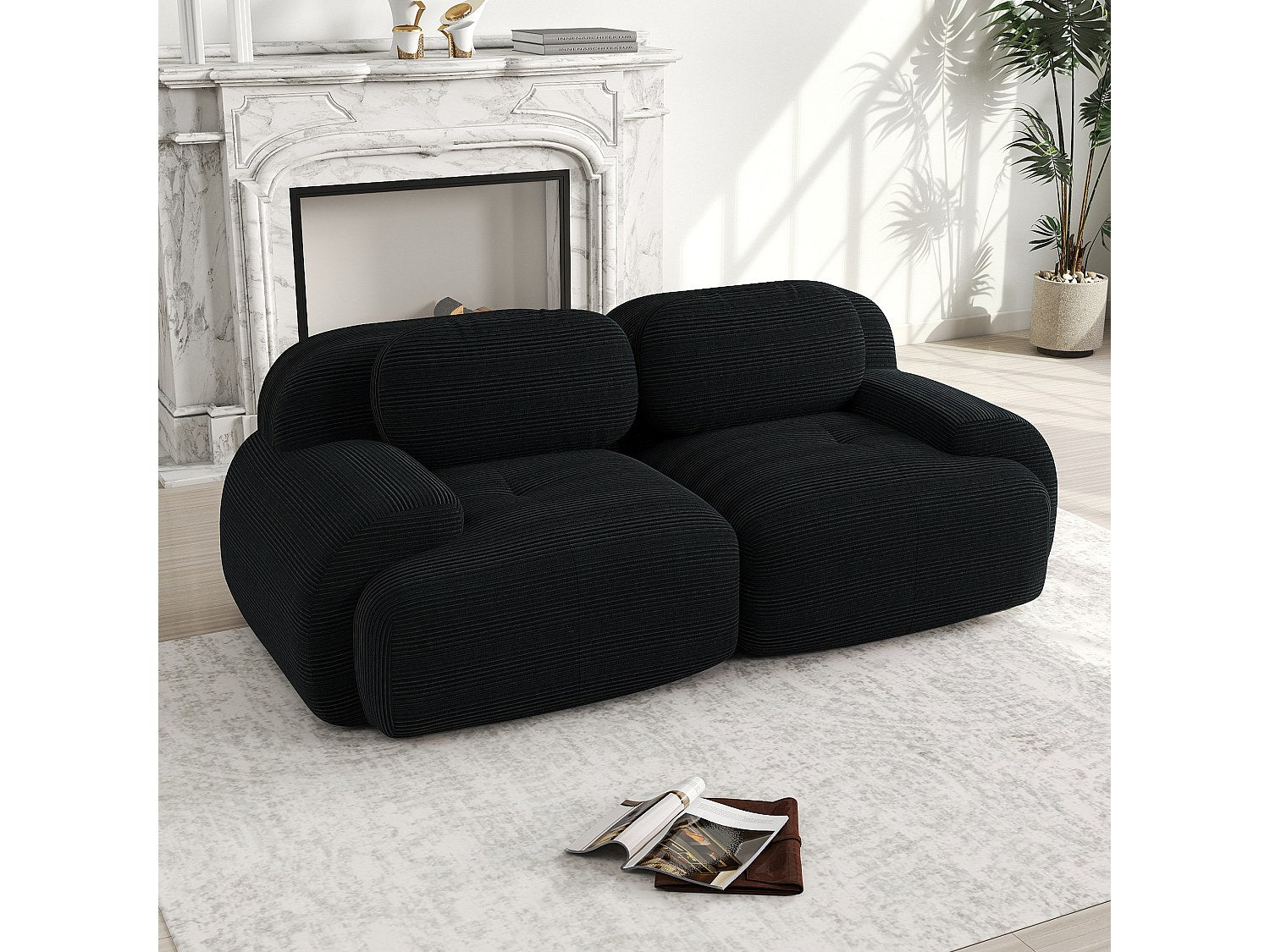 Canapé modulable noir velours