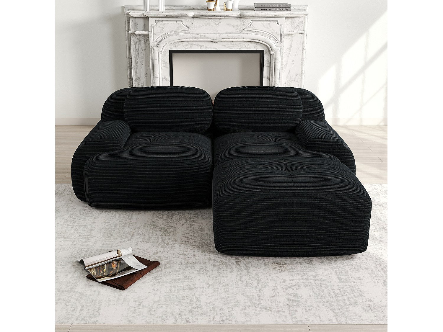 Canapé modulable noir velours