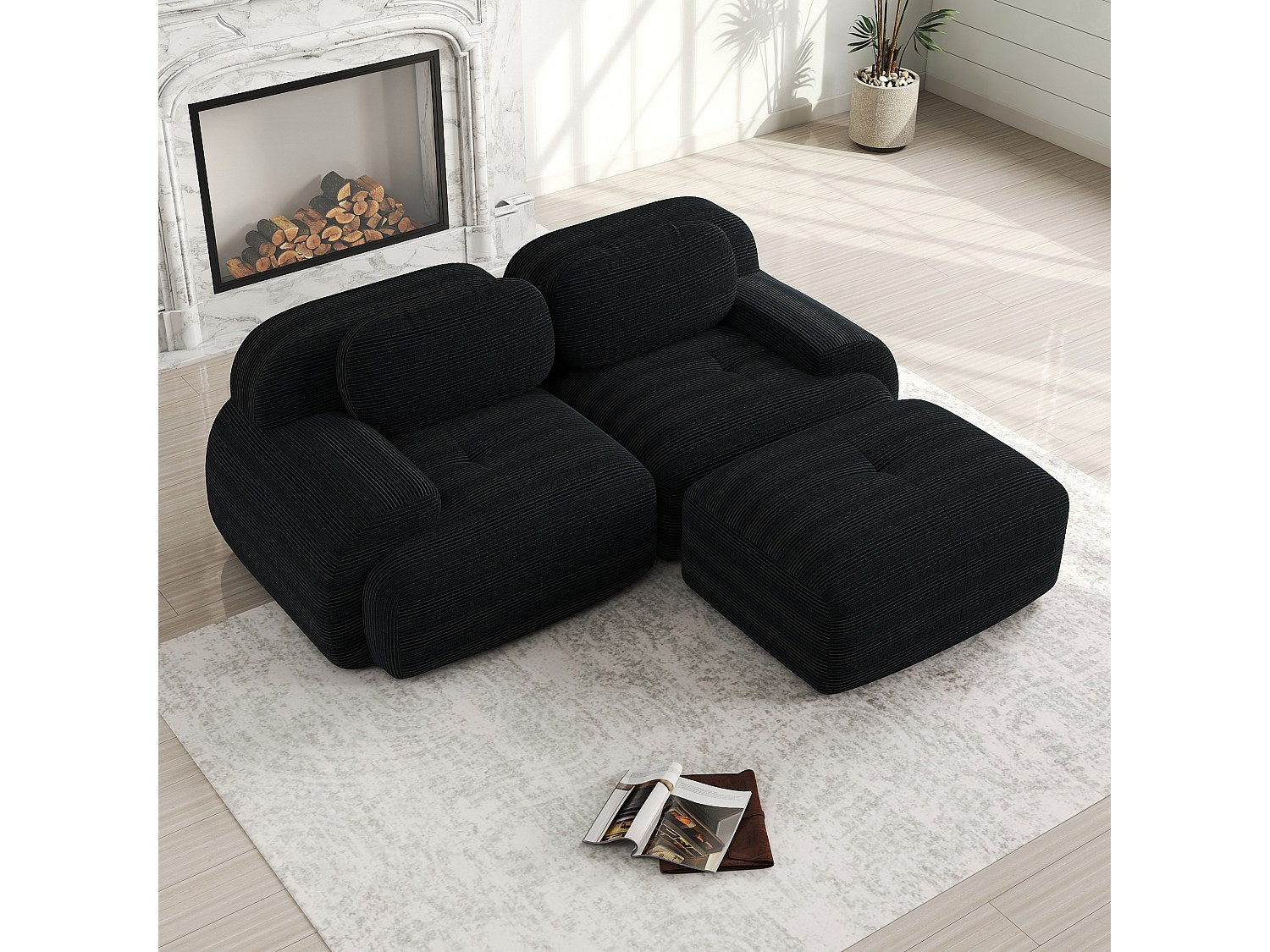 Canapé modulable noir velours