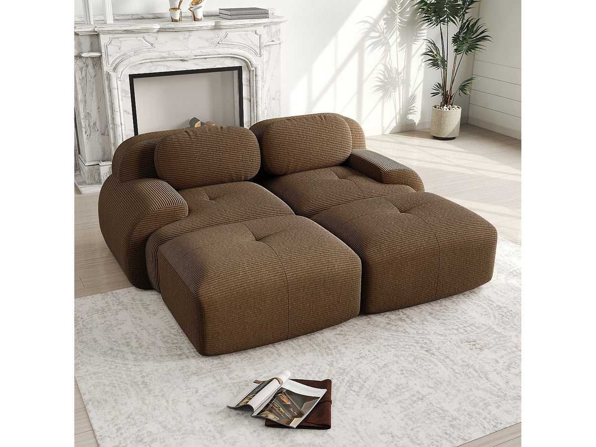 Méridienne pour canapé modulable 2 places marron velours