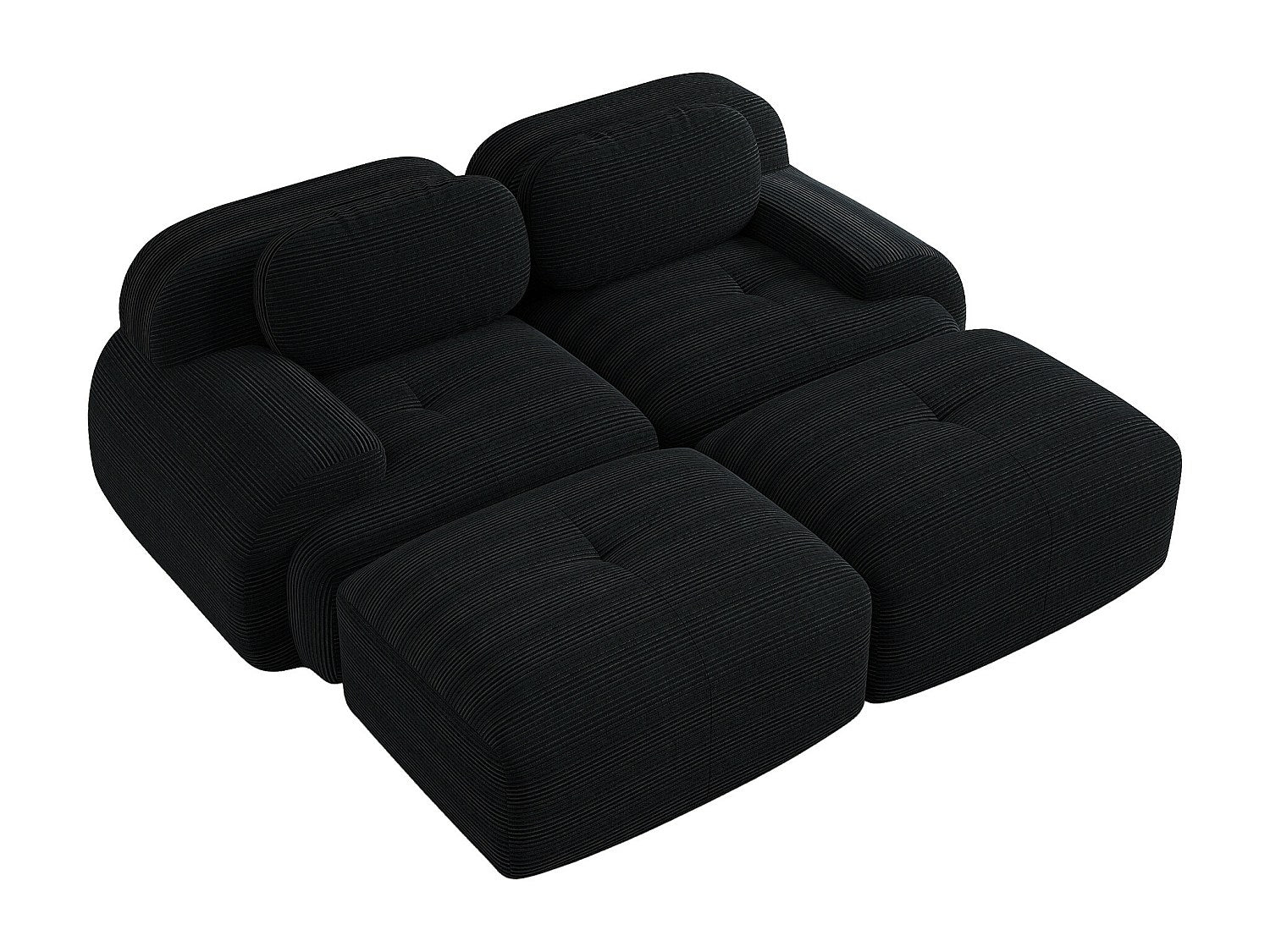Méridienne pour canapé modulable 2 places noir velours