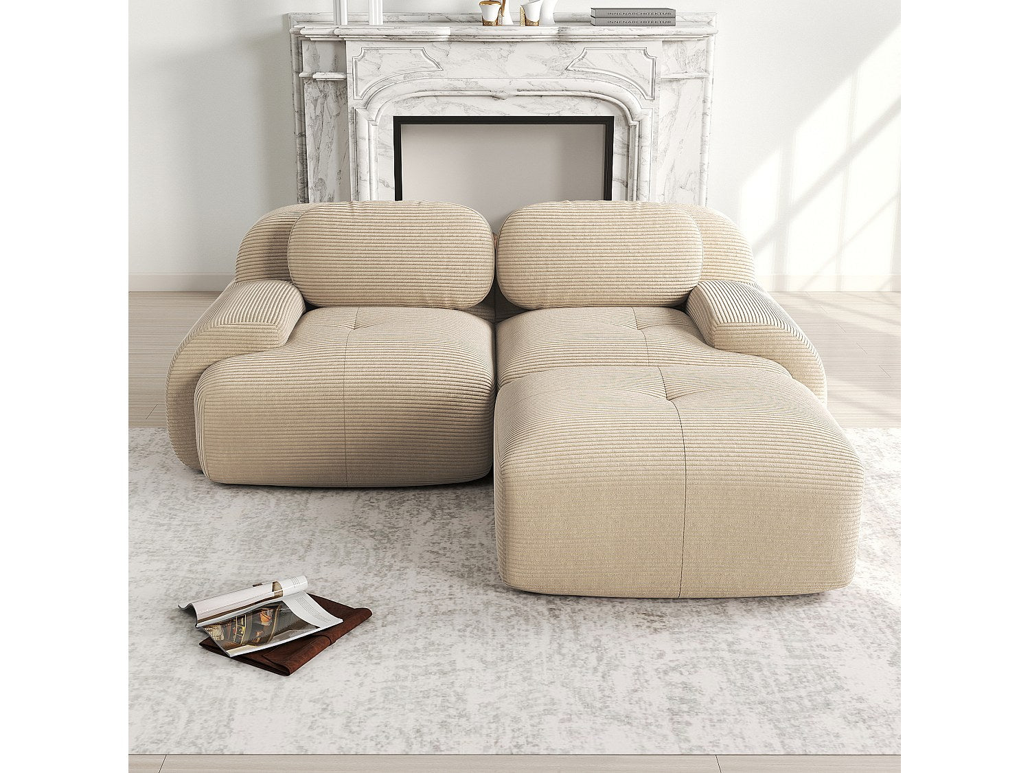 Canapé modulable beige velours